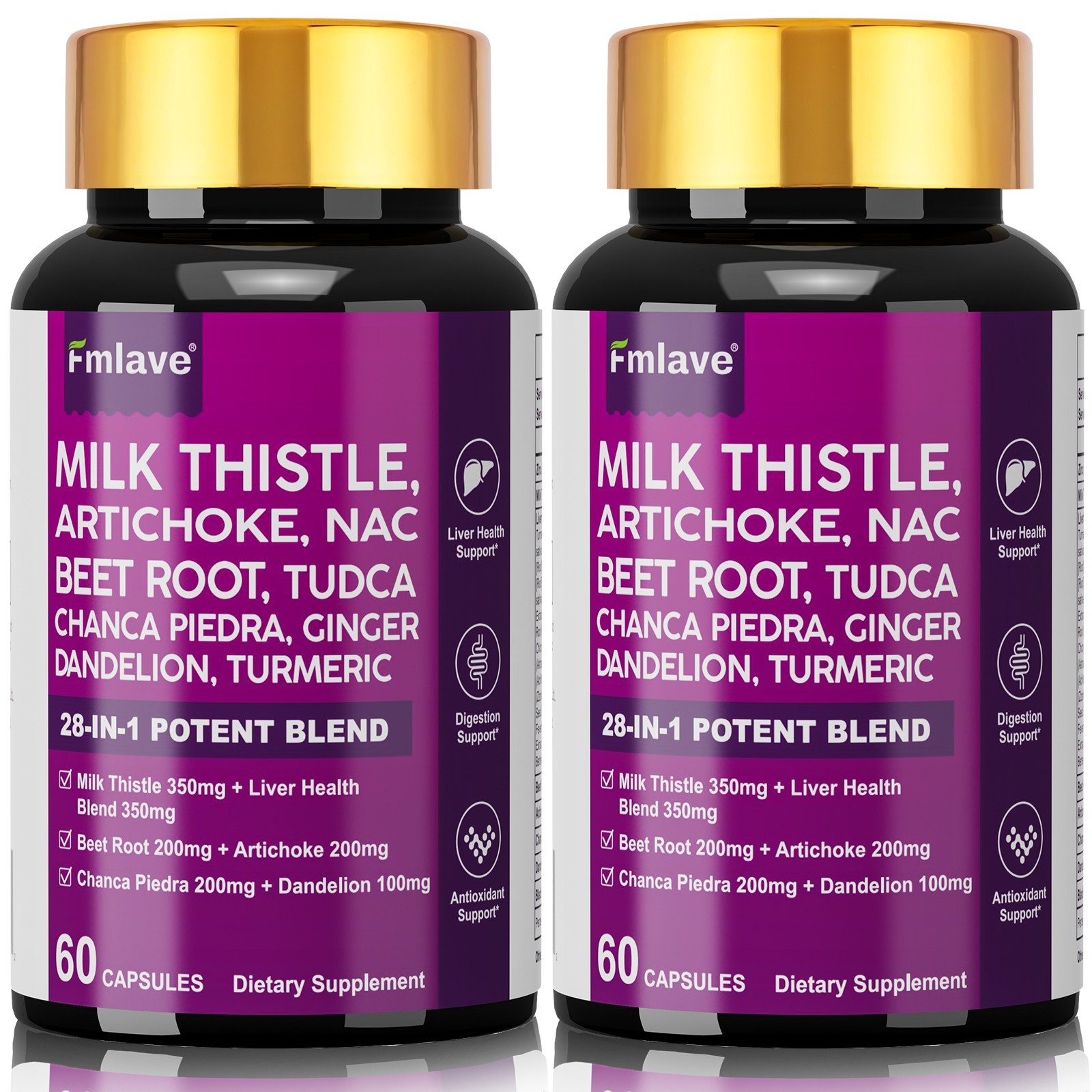 Milk Thistle (Silymarin 3500mg) Dandelion Turmeric Artichoke NAC – Liver Support