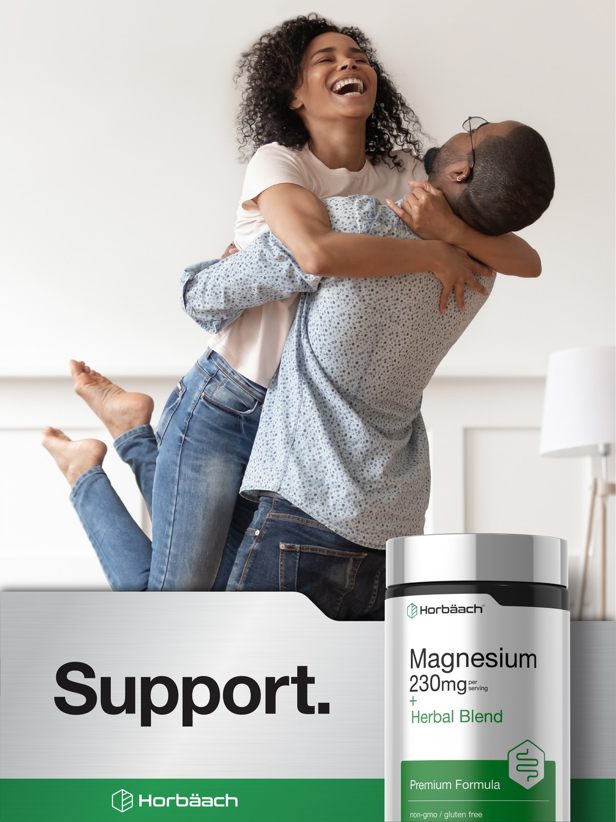 Magnesium Supplement 230mg | 200 Vegan Capsules | by Horbäach