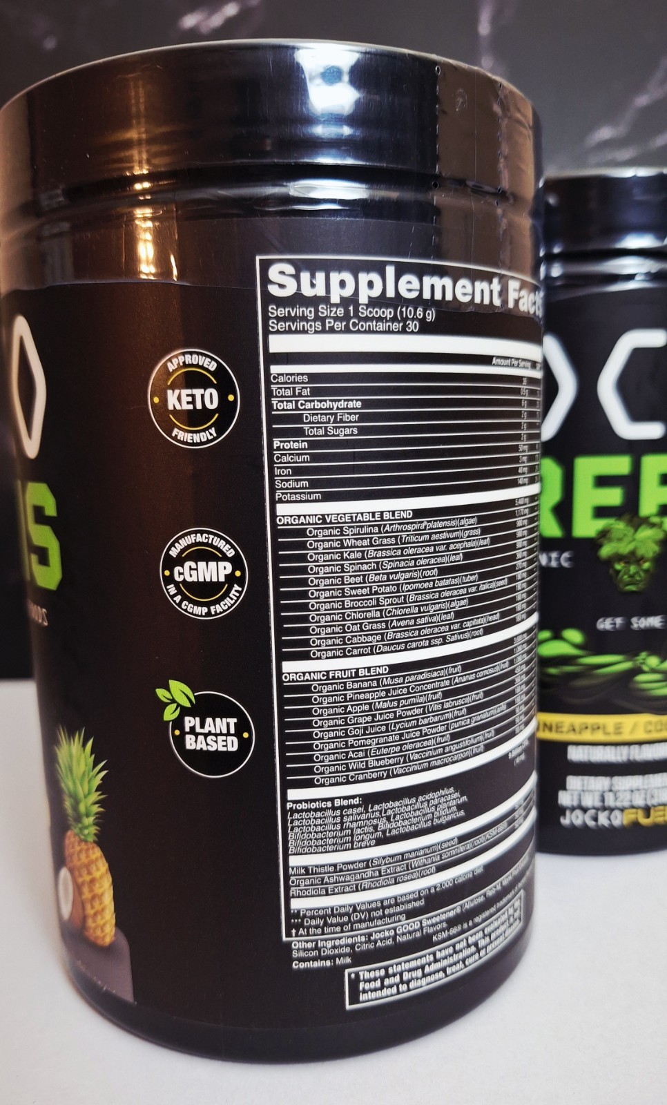 2 Jocko Fuel Greens, Pineapple Coconut, Plant-based Organic, 30 Serv, 02/2027✨️