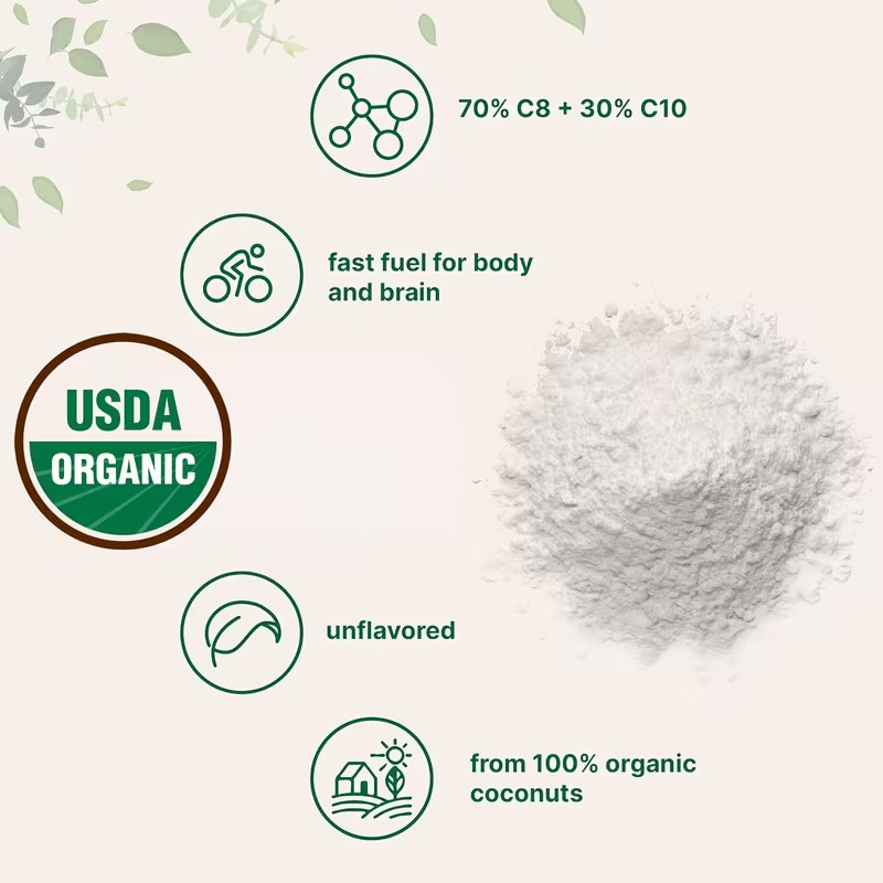 Organic MCT Oil Powder with Prebiotic Fiber, 1 lb 16 oz | C8 & C10 MCT Oil fo…
