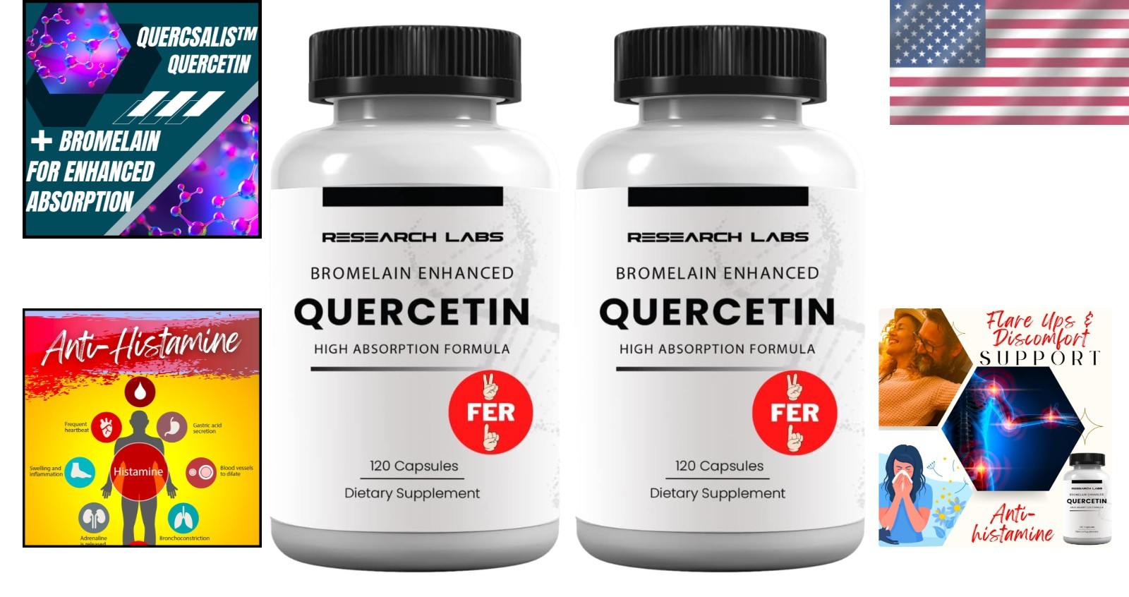 Quercetin with Bromelain – 240 Capsules for Enhanced Absorption & Wellness