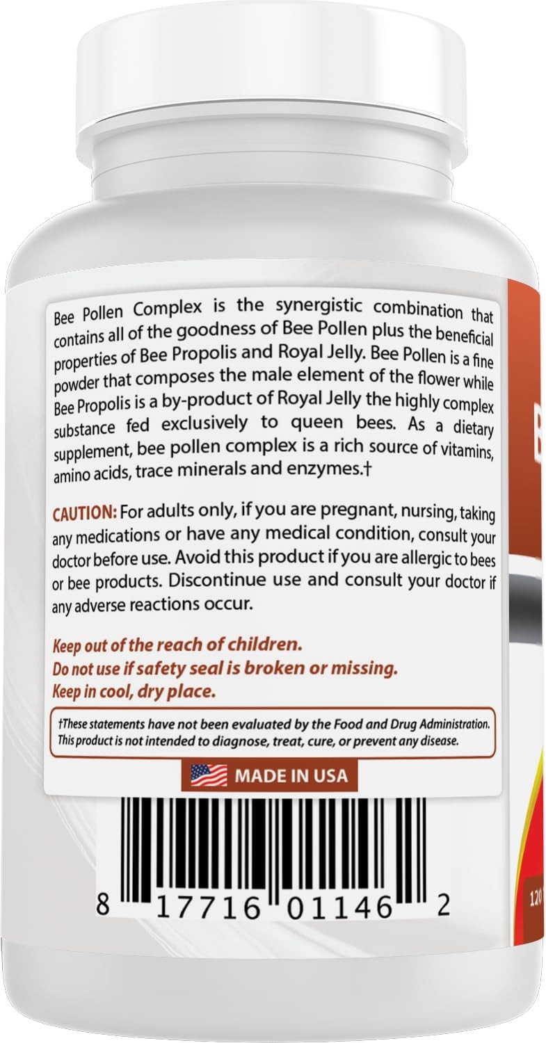 Best Naturals Bee Pollen Complex 1000 mg 120 Tablets 120 Count (Pack of 1)