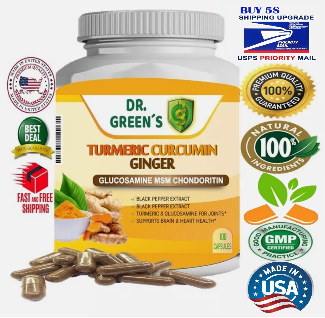 Turmeric Curcumin with Bio 2600mg High Absorption Triple Strength Capsules