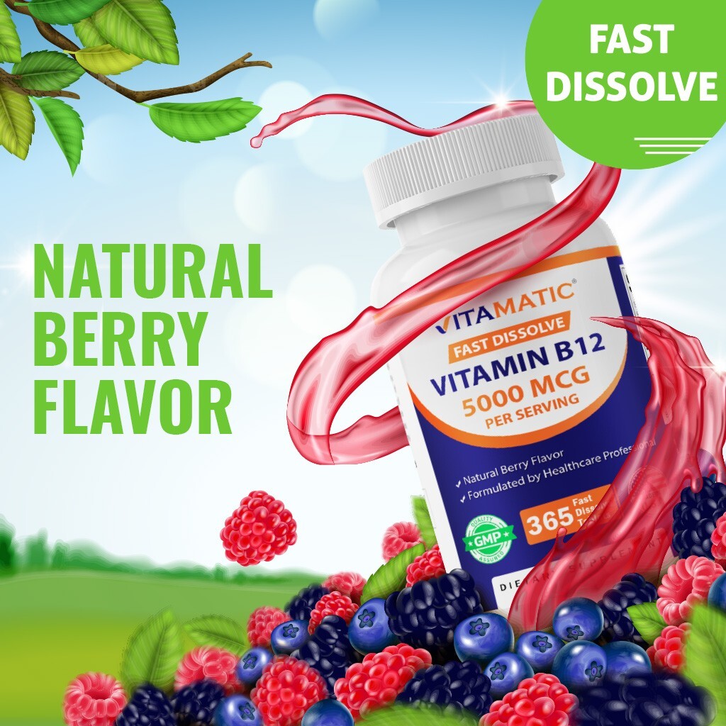 Vitamatic Vitamin B12 5000 mcg per Serving Fast Dissolve 365 Tablets