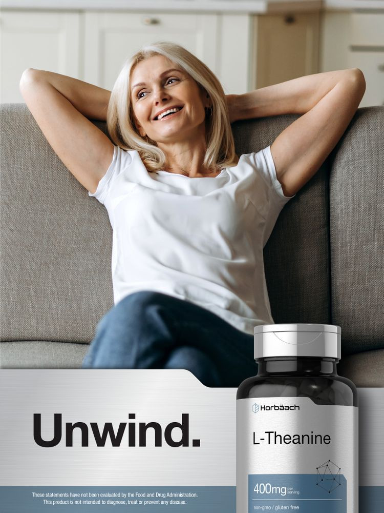 L Theanine 400mg | 120 Capsules | Non-GMO & Gluten Free | by Horbaach