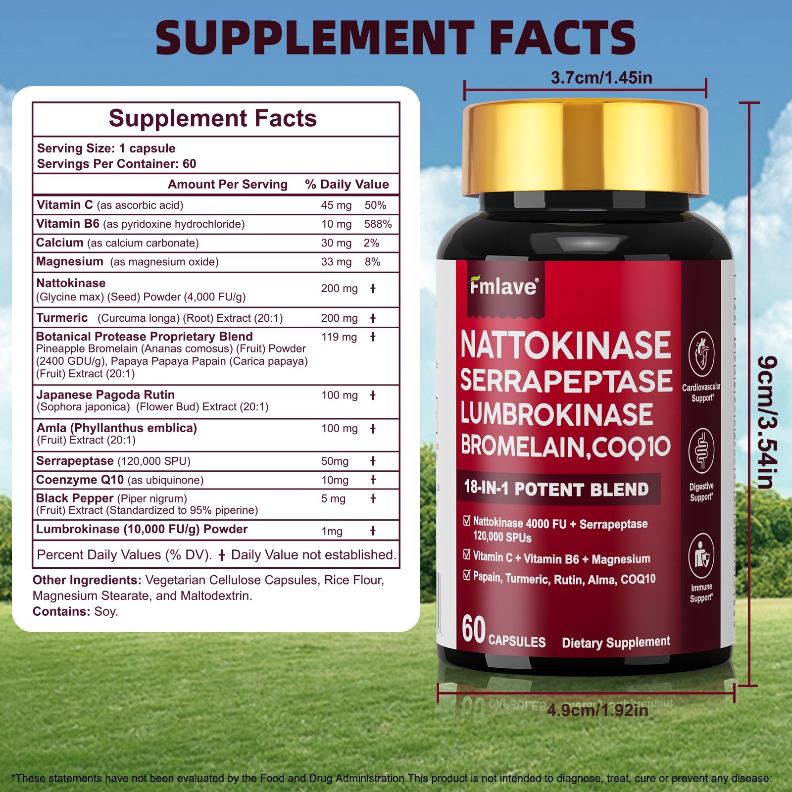 4x Nattokinase Supplement 4000FU Turmeric Heart Health Support 240ct EXP 01/2028