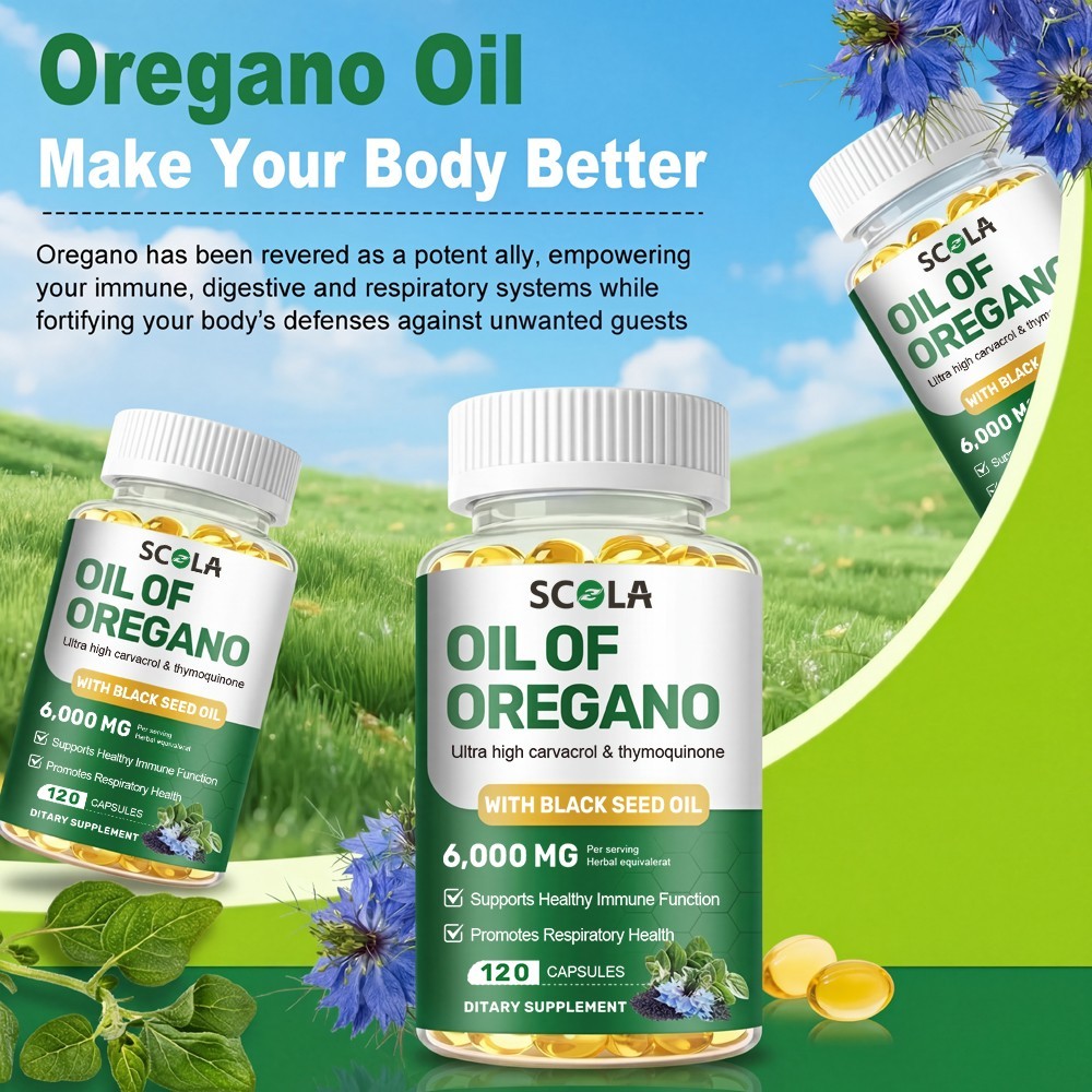 Oregano Oil 6000mg Softgels Capsules Caps Pills Contains Carvacrol Immue Support