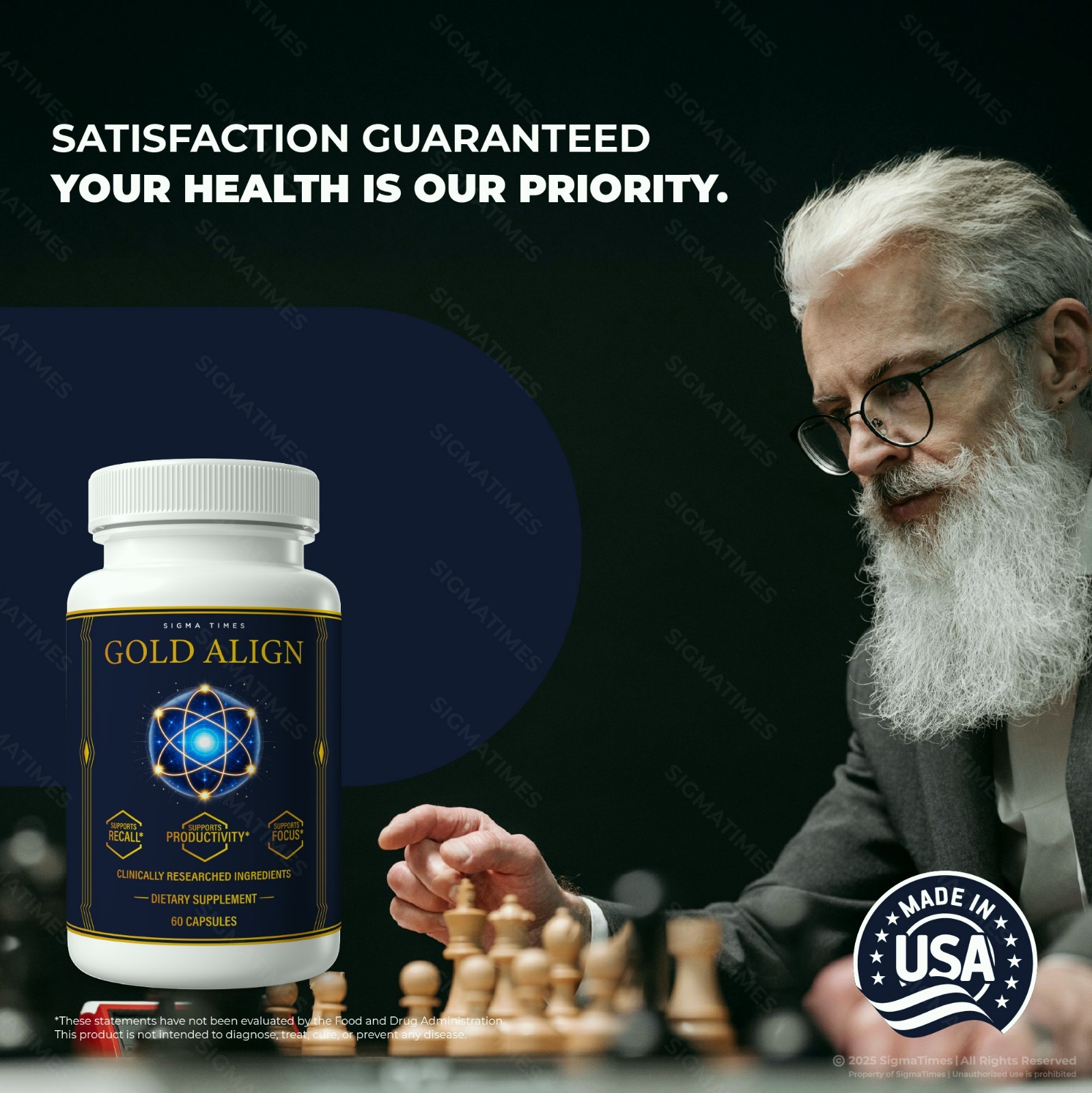 Gold Align Capsules, Official Formula, Brain Health & Memory Support – 5 Pack