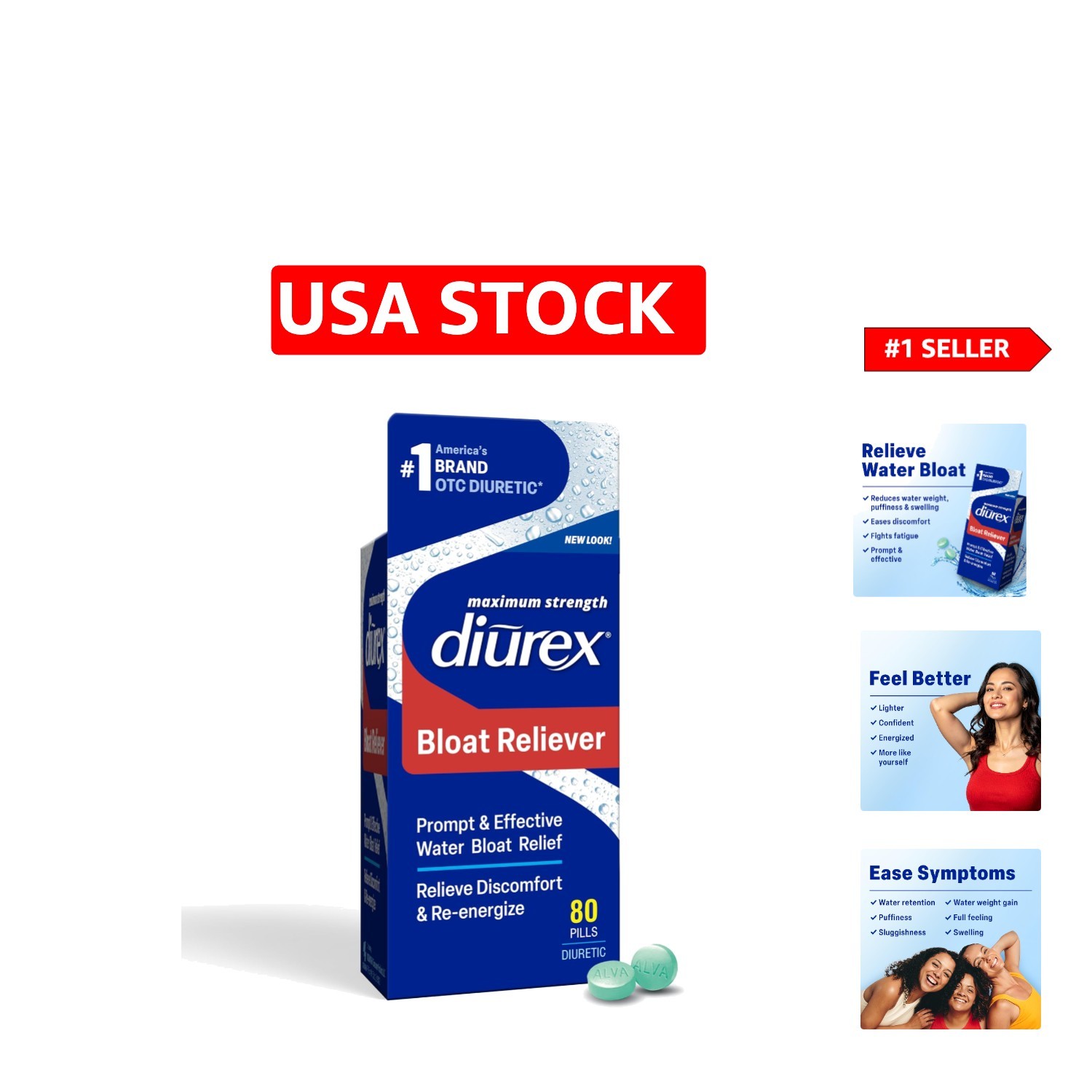 Trusted Ultra Water Pills – 80 Count – Safe & Effective for Puffiness & Fatigue