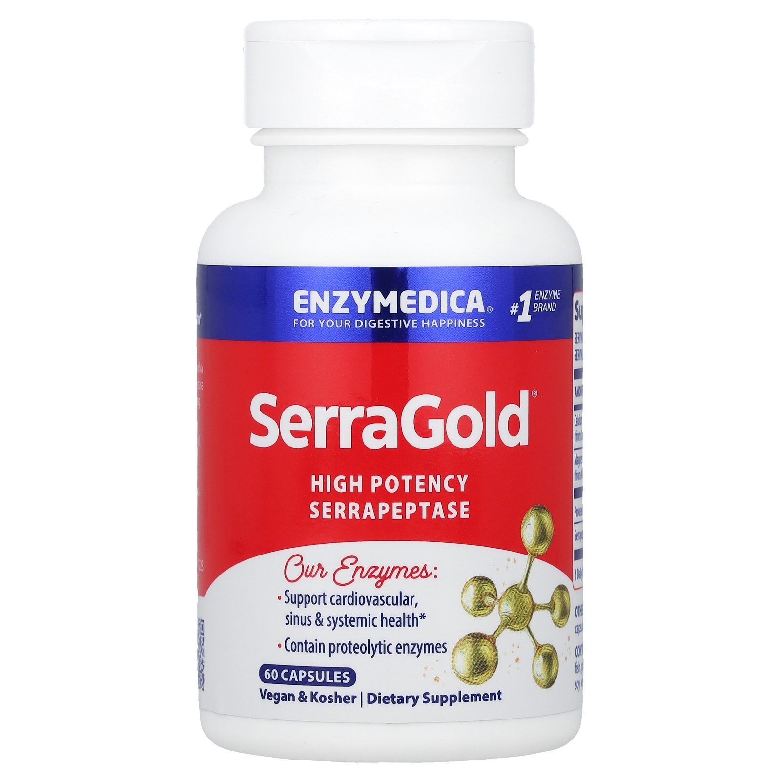 Enzymedica SerraGold High Activity Serrapeptase 60 Capsules Casein-Free,