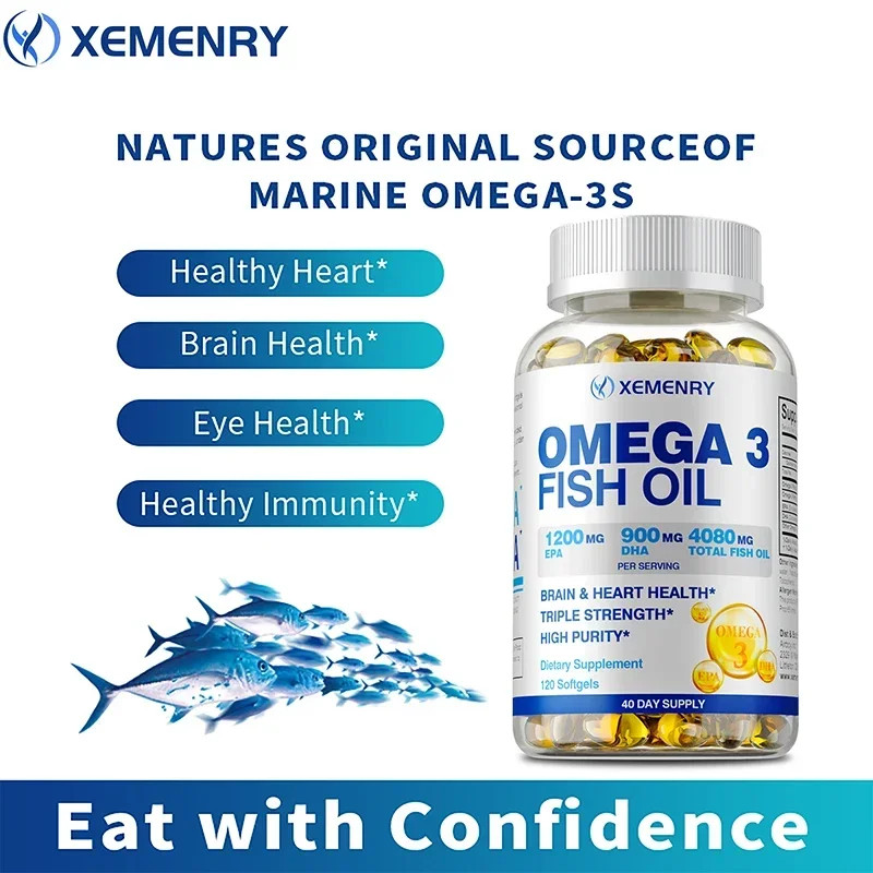 Omega-3 Fish Oil 120pcs – Brain and Heart Health, Boost Immunity, and Slow Aging