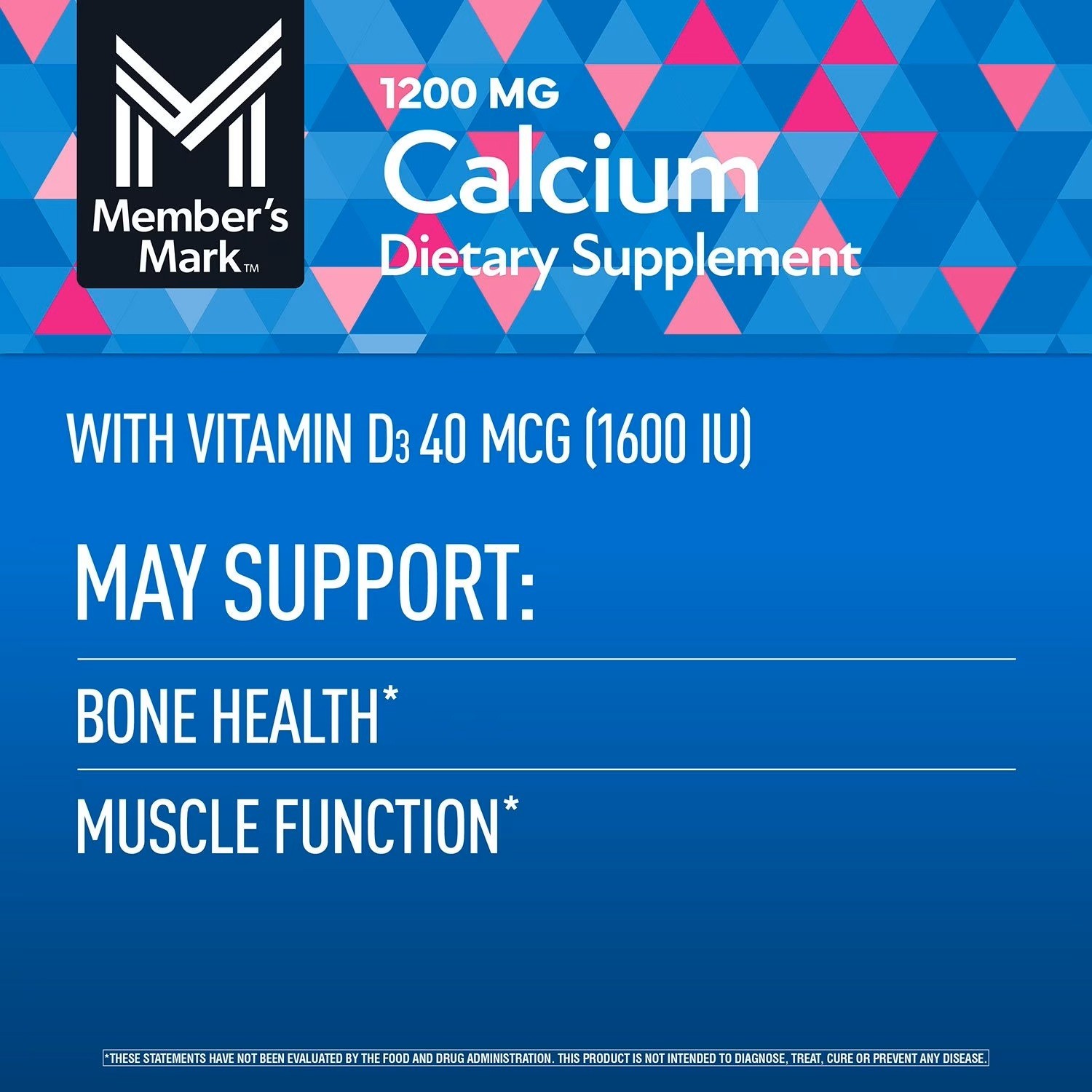 Member’s Mark Calcium 1200mg Vitamin D3 600 Tablets Dietary Supplement