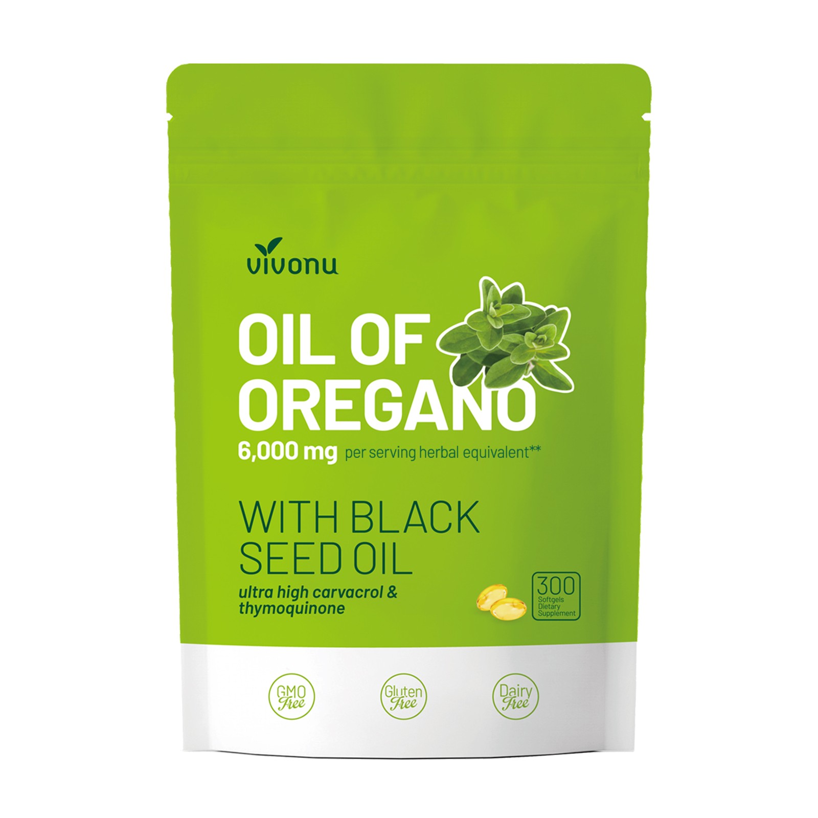 Oil of Oregano Softgels 6000mg with Black Seed Oil Immune Digestive Support