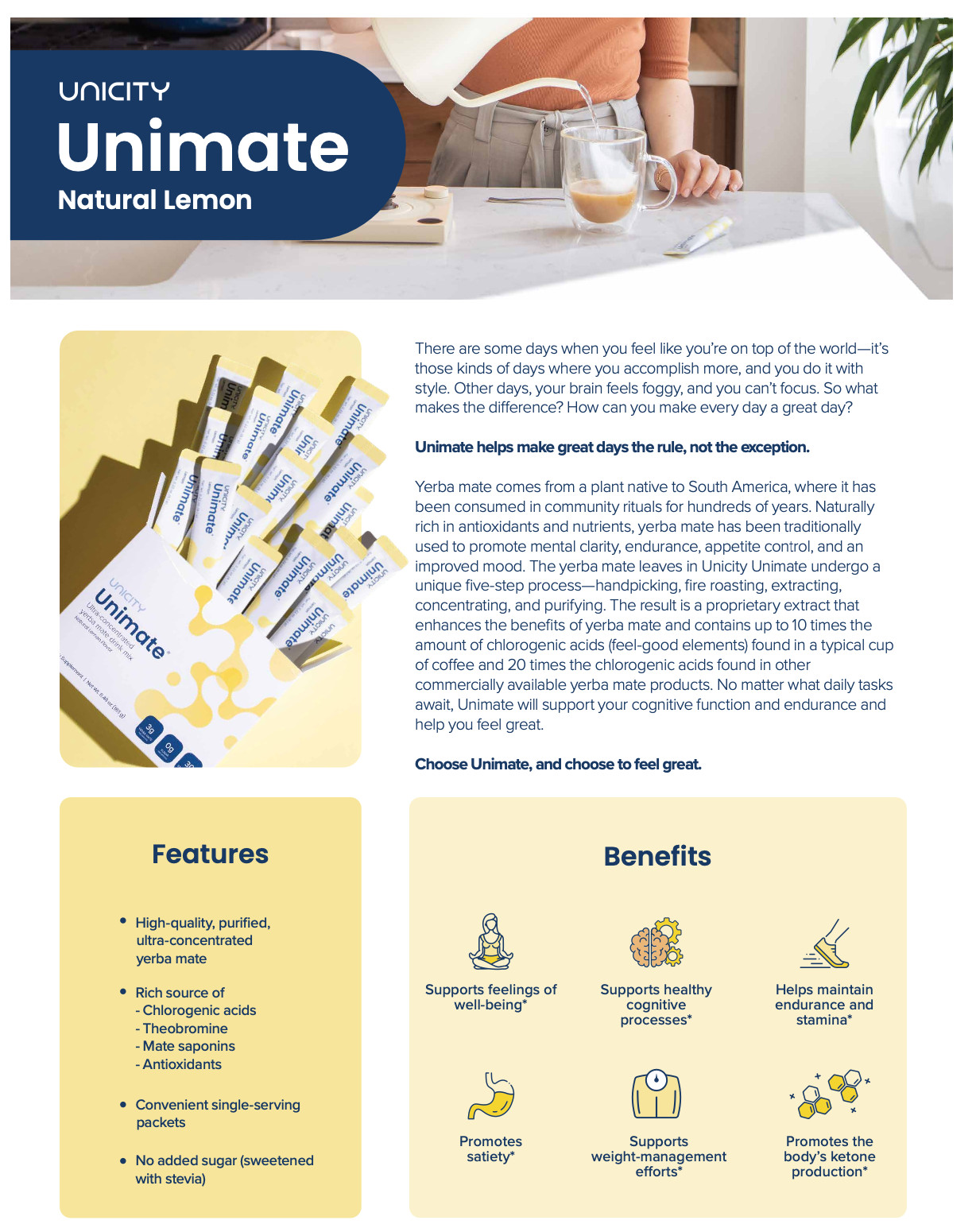 Unicity Unimate Lemon Box of 30 Sachets – Exp 07/2026