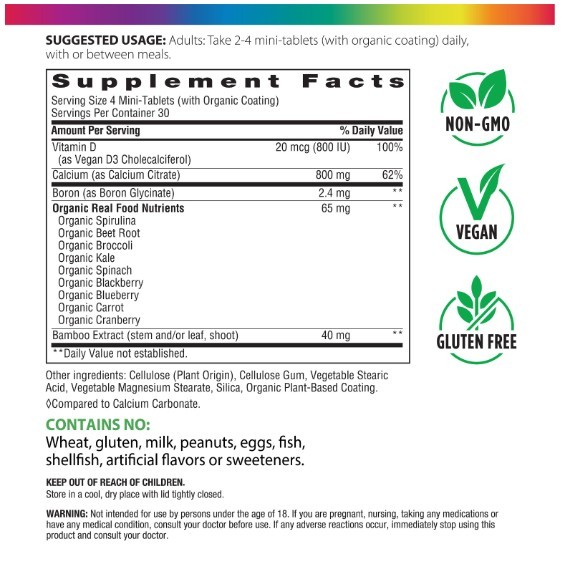 Calcium Citrate Mini Tablets | 120 Count | Food Nutrients | by Rainbow Light