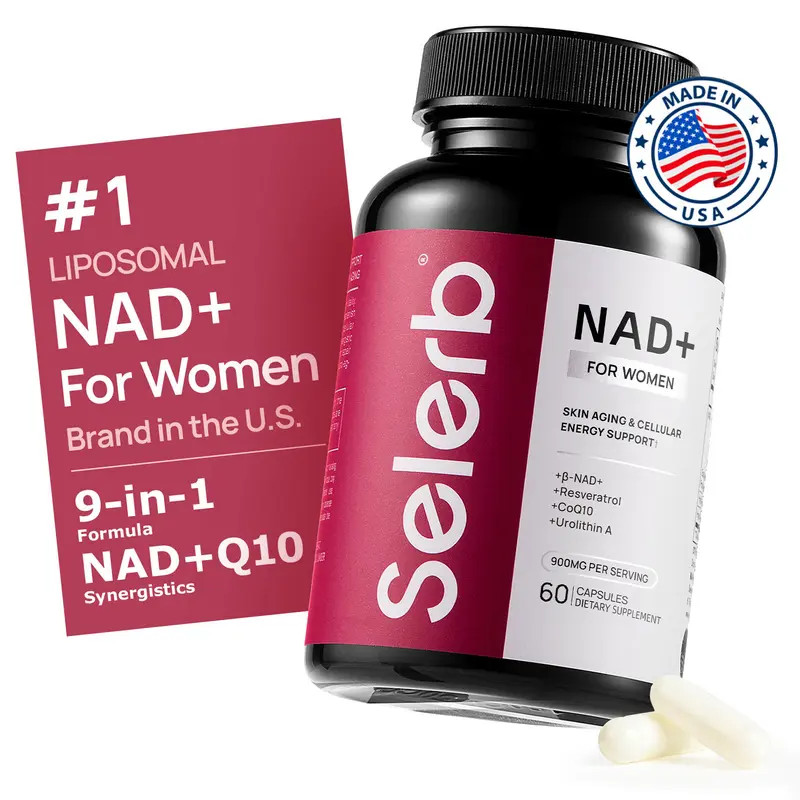 Selerb NAD+ Supplement for Energy Health Skin Nicotinamide Riboside 60 Capsules