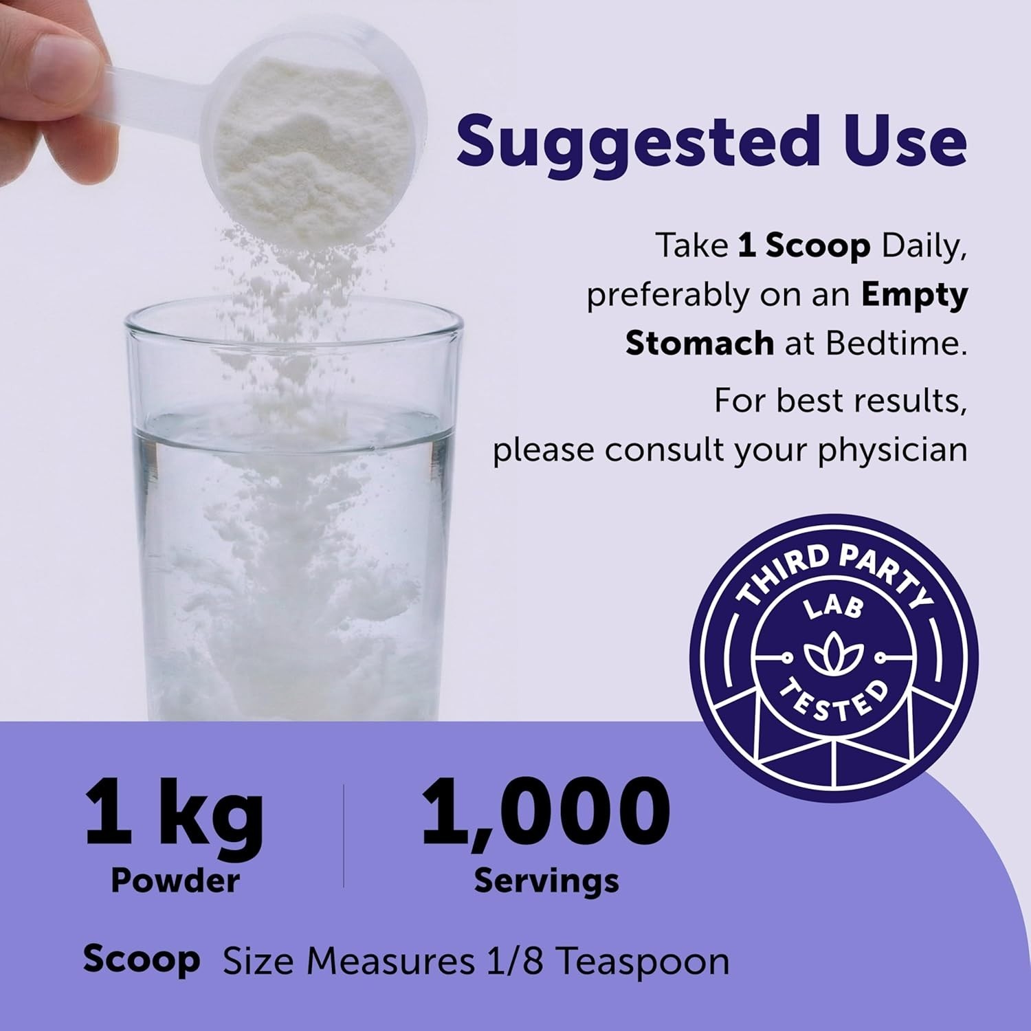 Glycine Powder 1KG – 2.2 lbs, Promotes Restful Sleep, 1000 MG Servings
