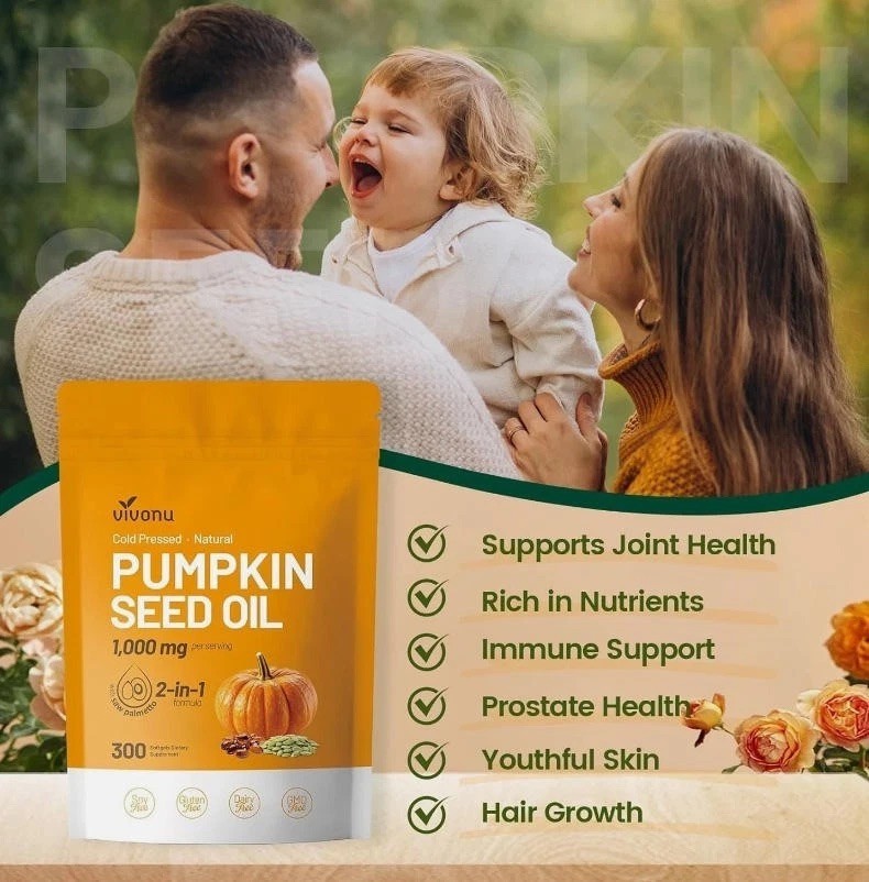 Natural Pumpkin Seed Oil & Saw Palmetto Softgels 1000mg High Potency ^ Prostate