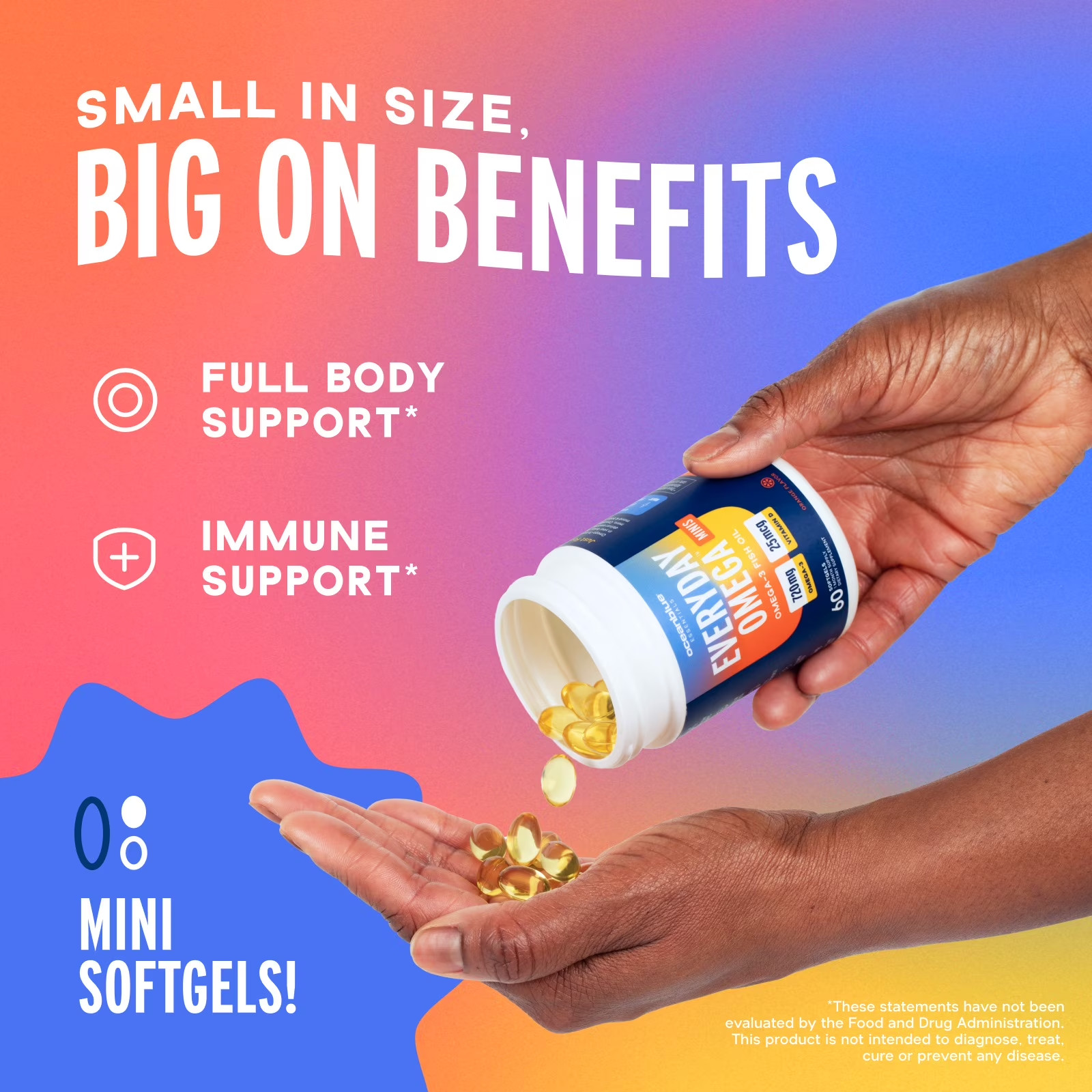 OceanBlue Omega 3 Minis Fish Oil with Vitamin D3 Burpless 180 Ct