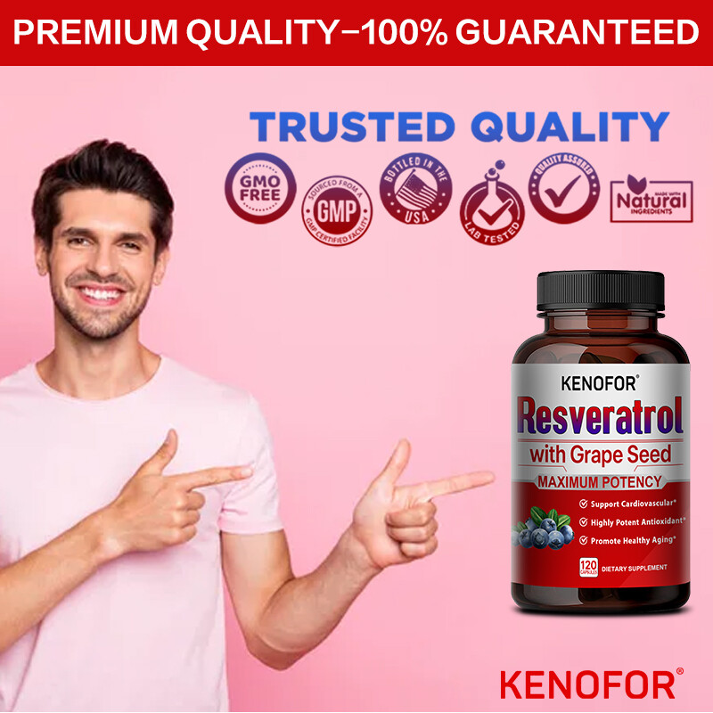 Resveratrol with Grape Seed-Supports Heart Health Anti-Aging DIETARY support USA