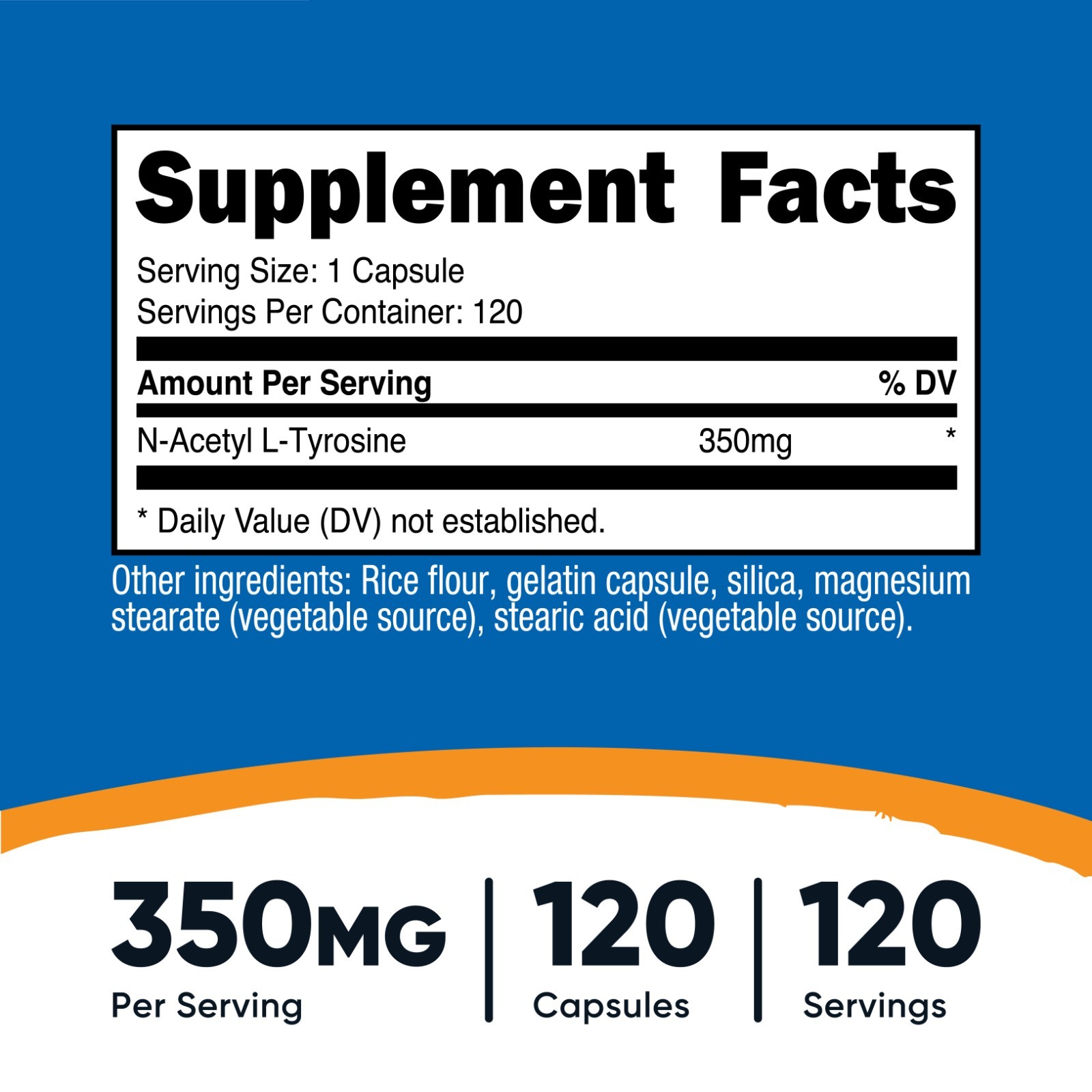 Nutricost N-Acetyl L-Tyrosine (NALT) 350mg, 120 Capsules – Gluten Free, Non-GMO