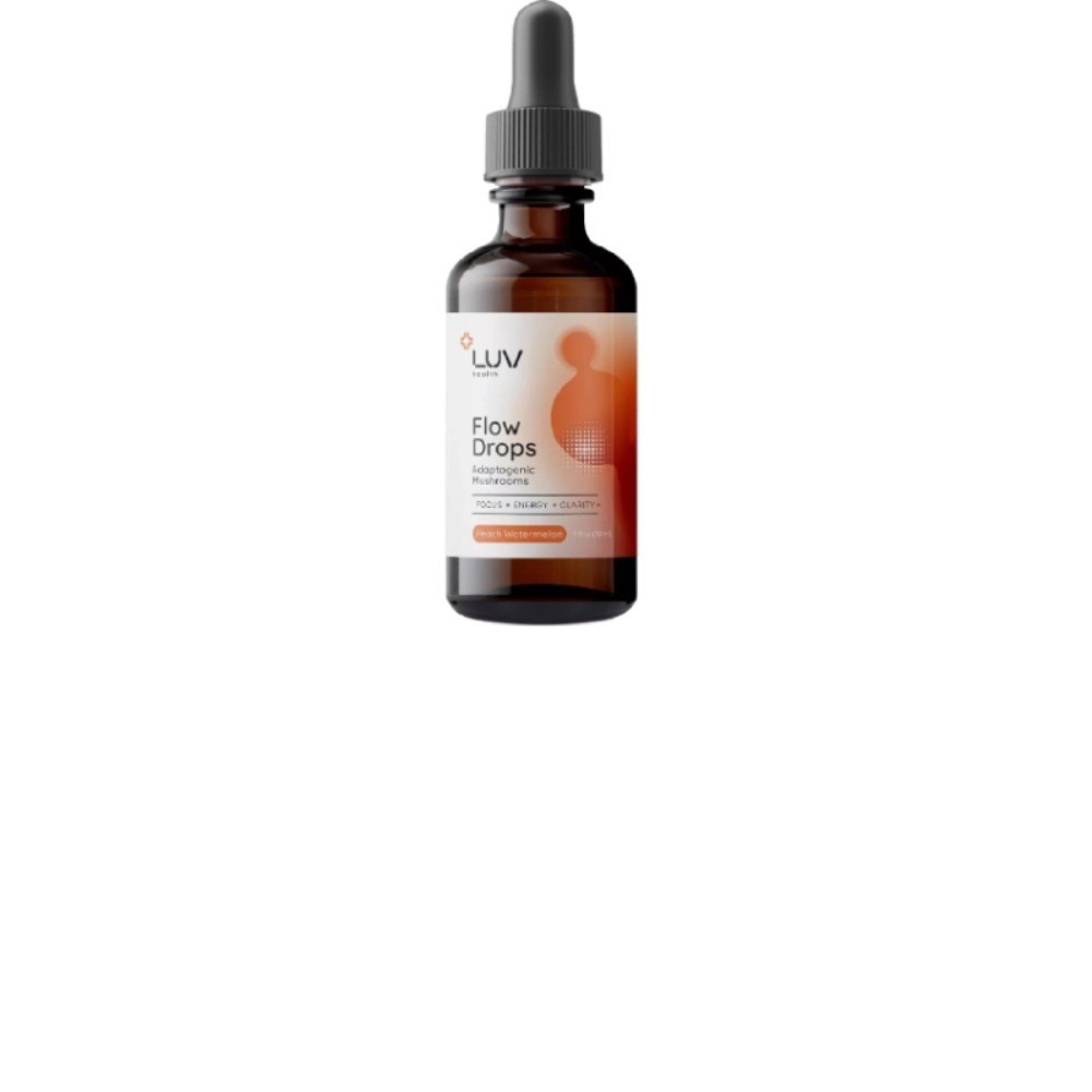 1-5X LUV Health Flow Drops-Adaptogen Mushroom Blend-Peach Watermelon Flavor-1oz~