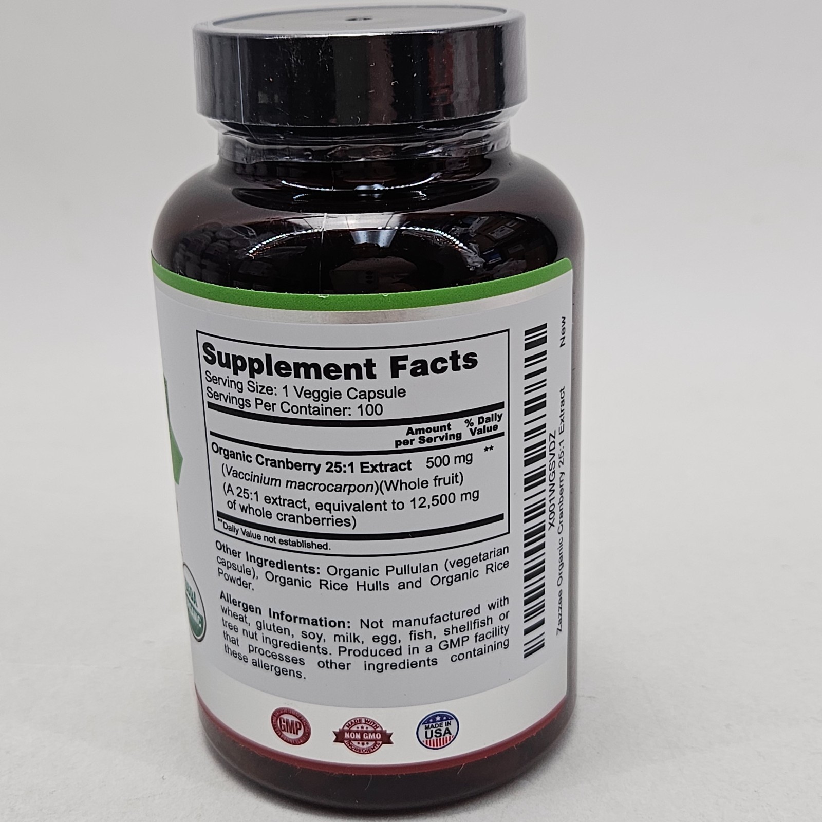 Zazzee USDA Organic Cranberry 25:1 Extract, 500 mg, 100 Vegan Capsules, Kosher