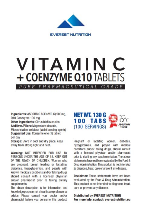 Vitamin C + CoQ10 1000mg Tablets – Antioxidant, Immune, Heart & Energy Support