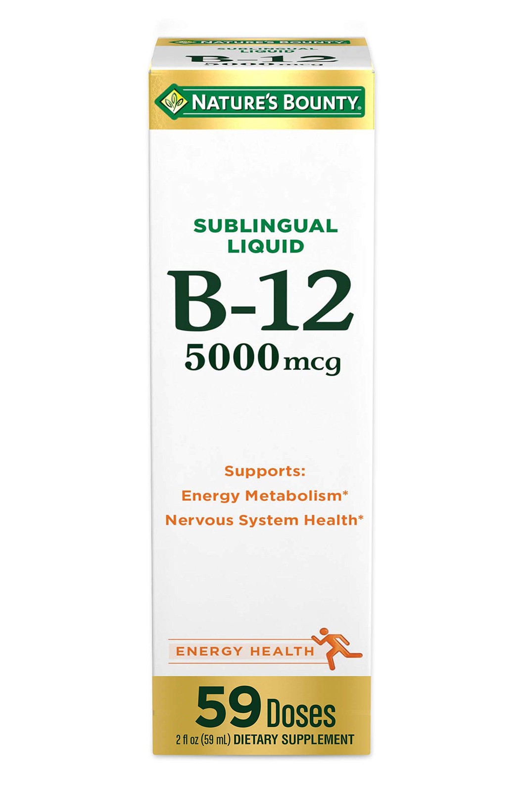 Nature’s Bounty Vitamin B12 5000 mcg Sublingual 2 Fl Oz (Pack of 1), White
