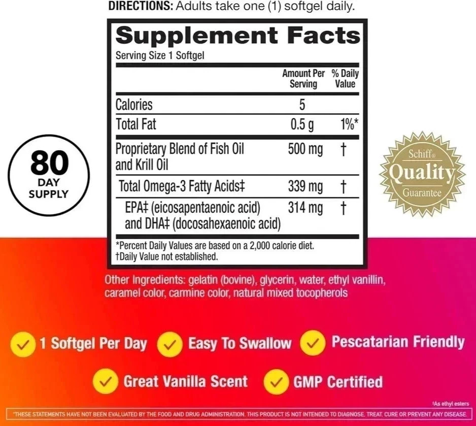 2 Pack – MegaRed Omega-3 Fish Oil + Krill Oil 500mg | 80 Softgel Each Best sale