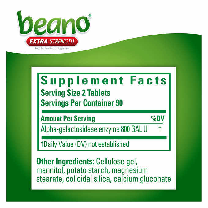 Beano Extra Strength Food Enzyme ULTRA 800 Dietary Supplement, 180 Tablets Gas