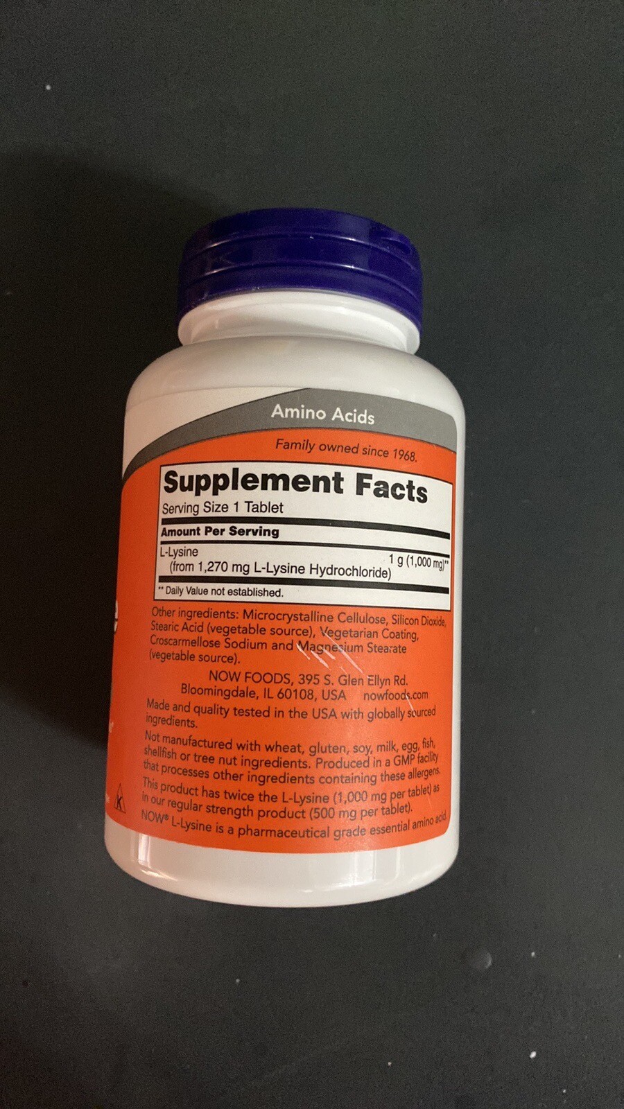 NOW FOODS L-Lysine, Double Strength 1000 mg – 100 Tablets NEW