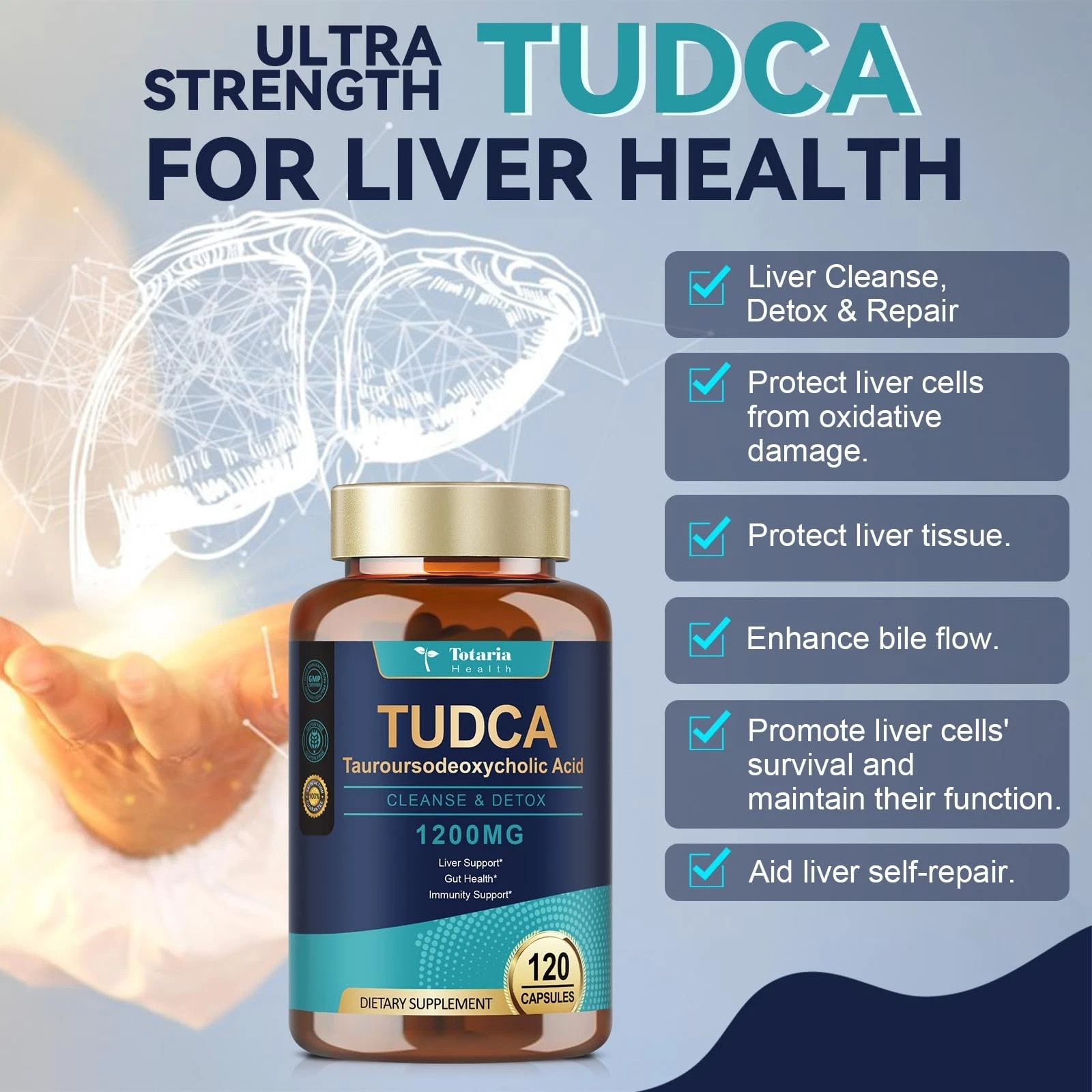 Totaria (2 Packs) TUDCA Bile Salts 1200mg (Tauroursodeoxycholic Acid), Ultra …