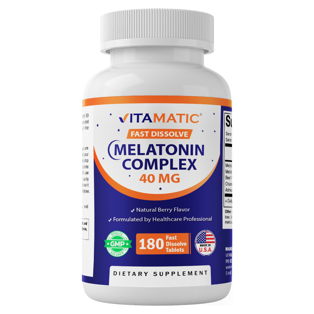 Vitamatic Fast Dissolve Melatonin Complex 40 mg – Natural Berry Flavor – 180 Tab