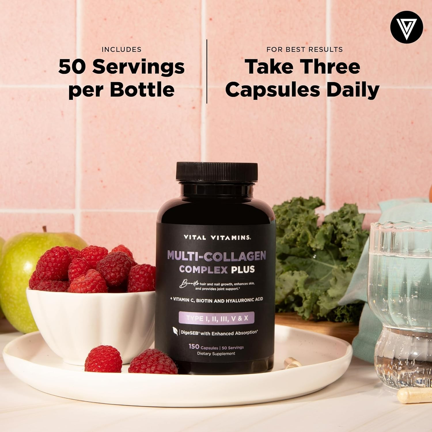 Vital Vitamins Multi Collagen Complex Plus – Advanced Beauty & Wellness – 150 CT