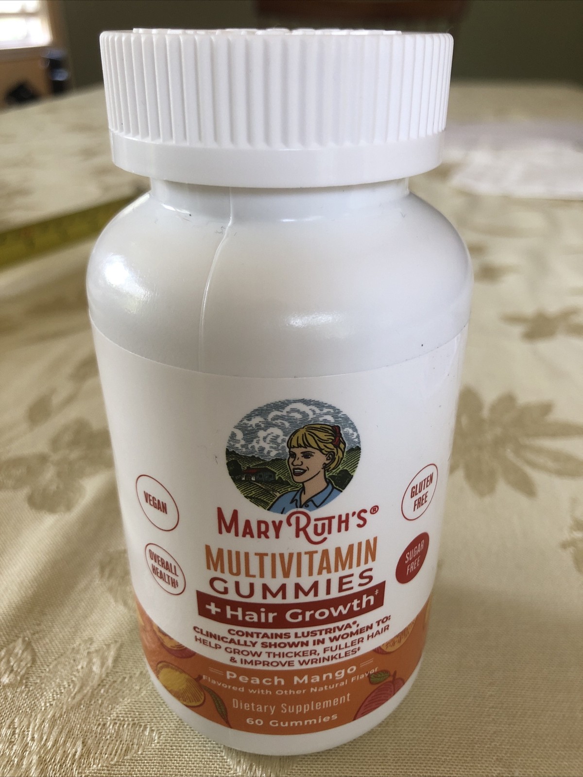 Mary Ruth’s Multivitamin Gummies + Hair Growth, Peach Mango, 60 Gummies
