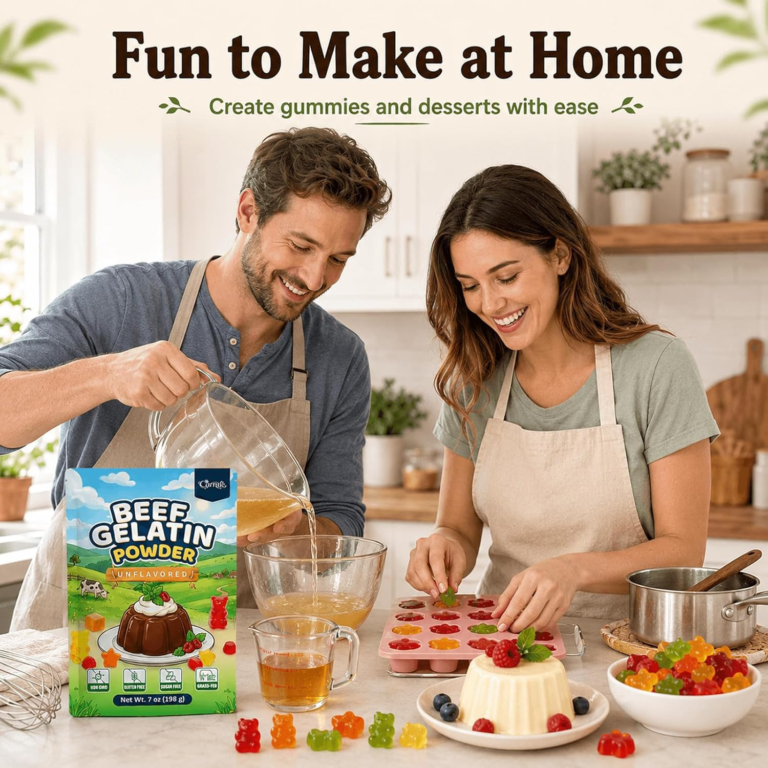 Unflavored Beef Gelatin Powder, 7 Oz / 198 G, Grass-Fed Gelatin Powder, Gluten F