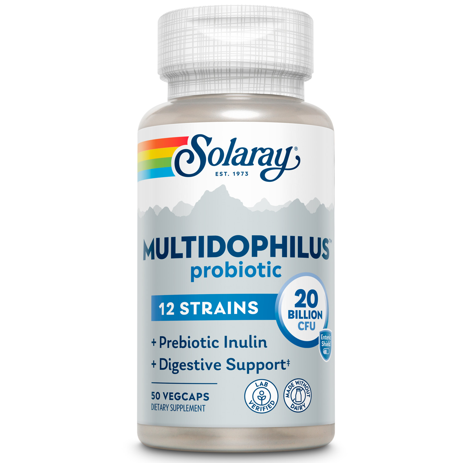 Solaray Multidophilus 12 Strain Probiotic | 20 Billion CFU | 25 Servings | 50