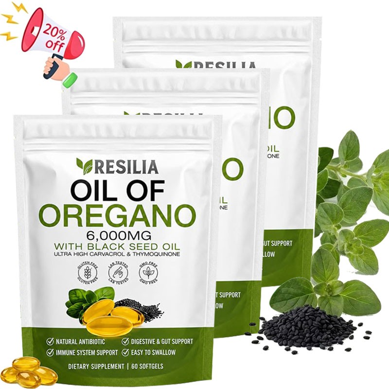 Resilia Oil of Oregano 6000mg with Black Seed Oil Softgels – 60 Capsules