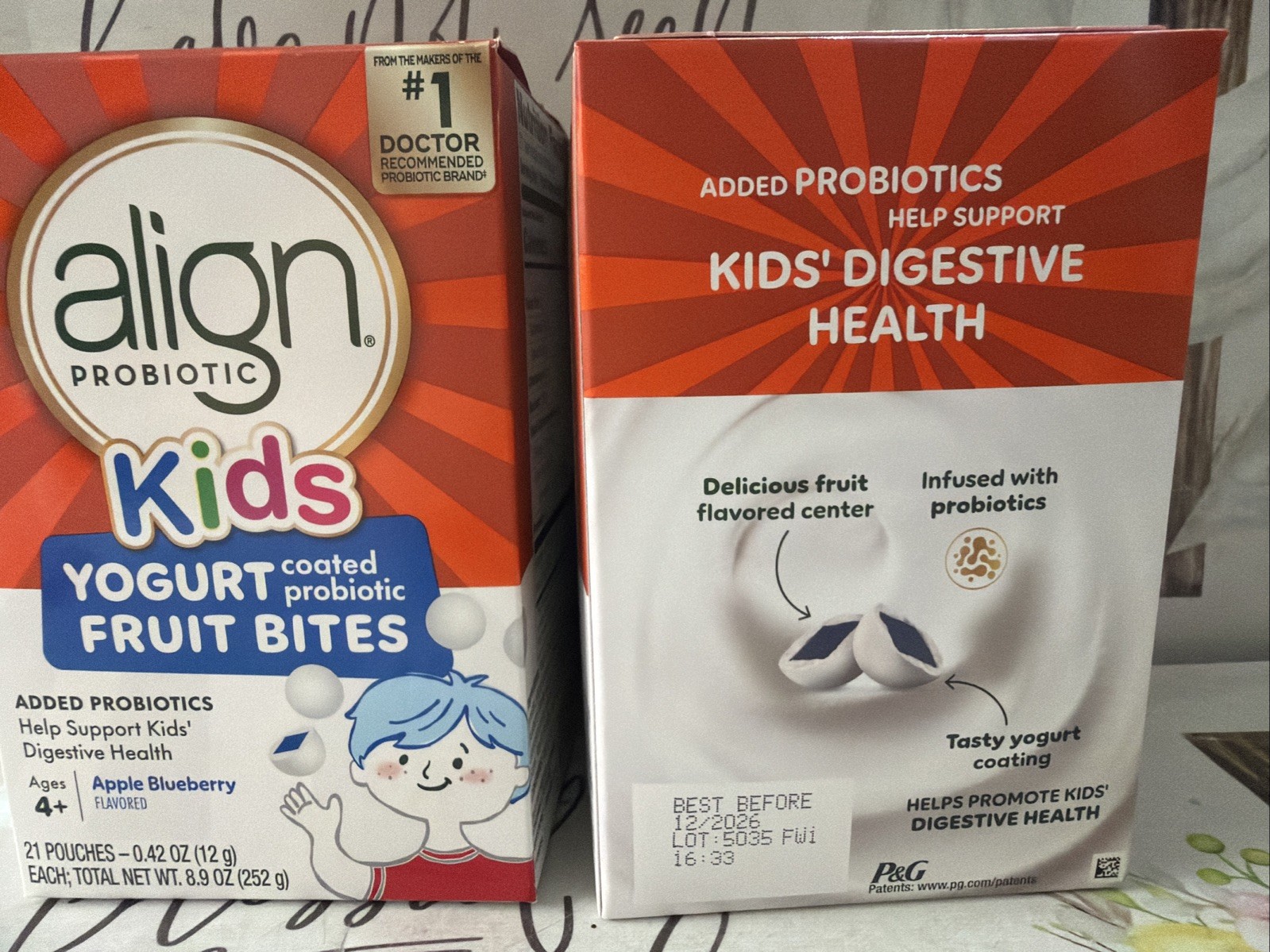 Align Kids Probiotics Yogurt Coated Fruit Bites Apple Blueberry 21 Pouches 2Pk