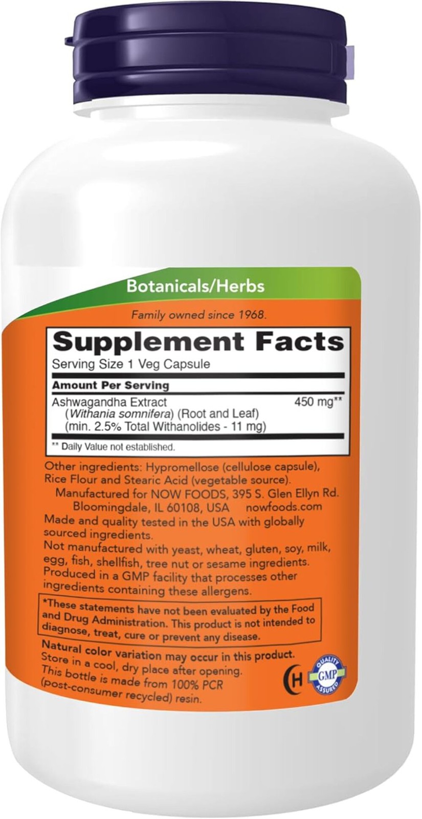 NOW Foods Ashwagandha Extract 450 mg Vegan, Kosher, Non-GMO – 240 Veg Capsules