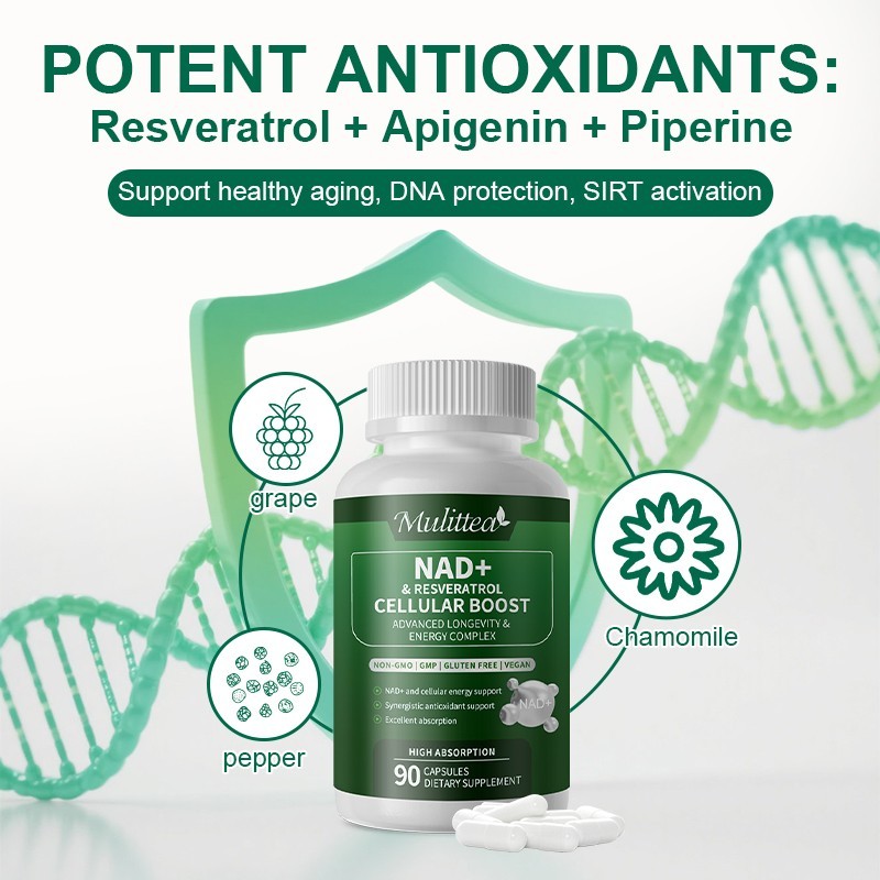90PCS NAD Supplement Liposomal NAD+ Nicotinamide Riboside with Resveratrol US