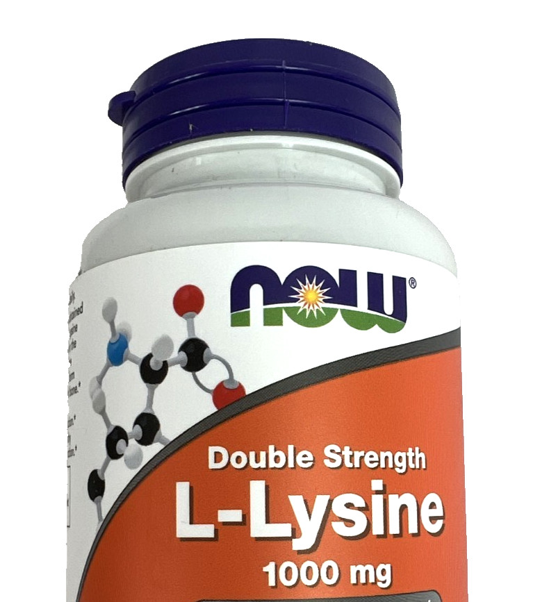 NOW Double Strength L-Lysine 1000 mg 100 Tablets Cold Sores Best By 12/2030 NEW