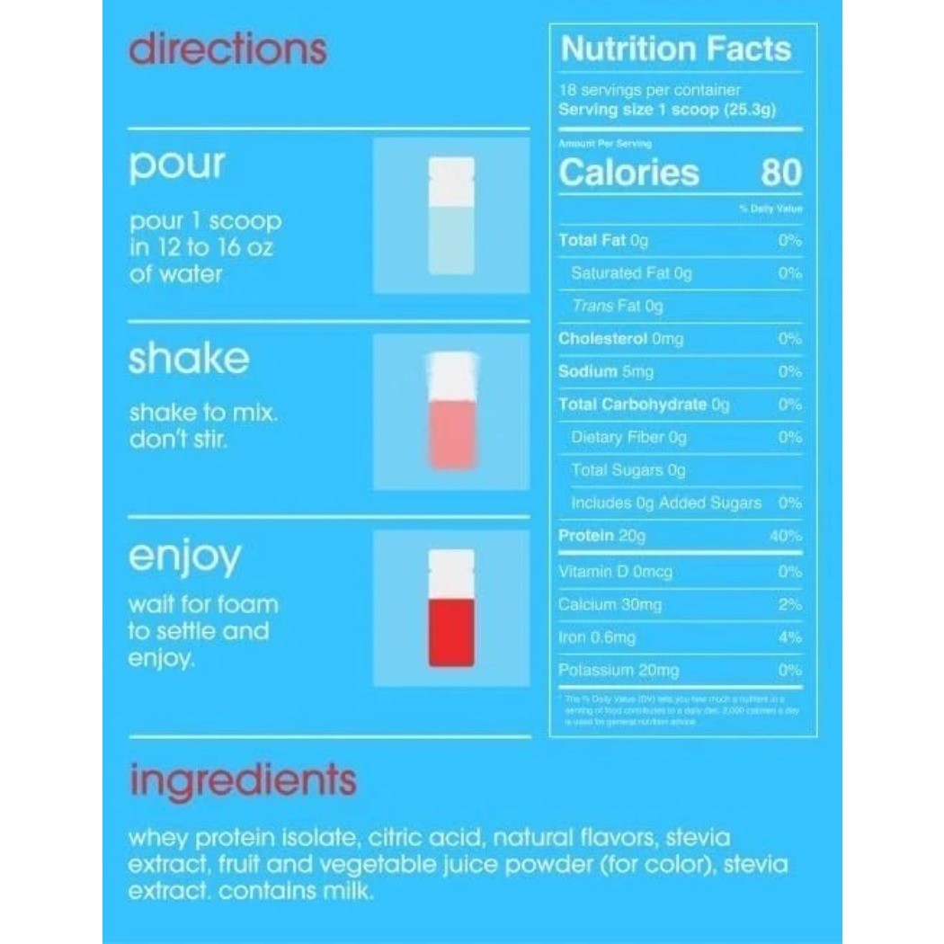 NEW GRAMMS Clear Protein Powder Whey Isolate 20g Protein Zero Sugar