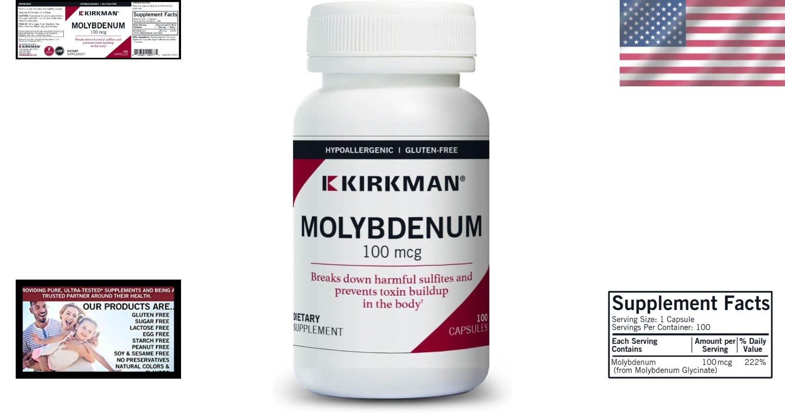 Molybdenum Capsules 100 mcg – 100 Count – Ultra Tested & Hypoallergenic