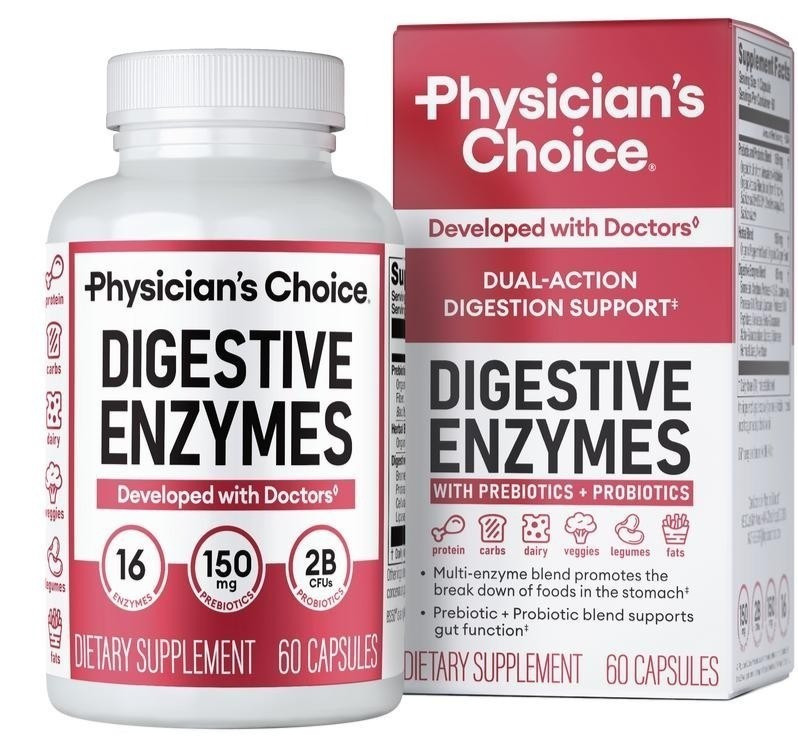 USPS Physician’s Choice Digestive Enzymes 16 Multi Enzymes Organic Prebiotics