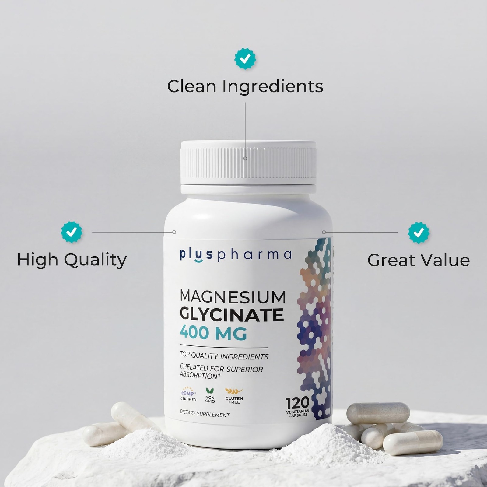 Magnesium Glycinate 400mg – 120 Veggie Capsules Chelated for Superior Absorption