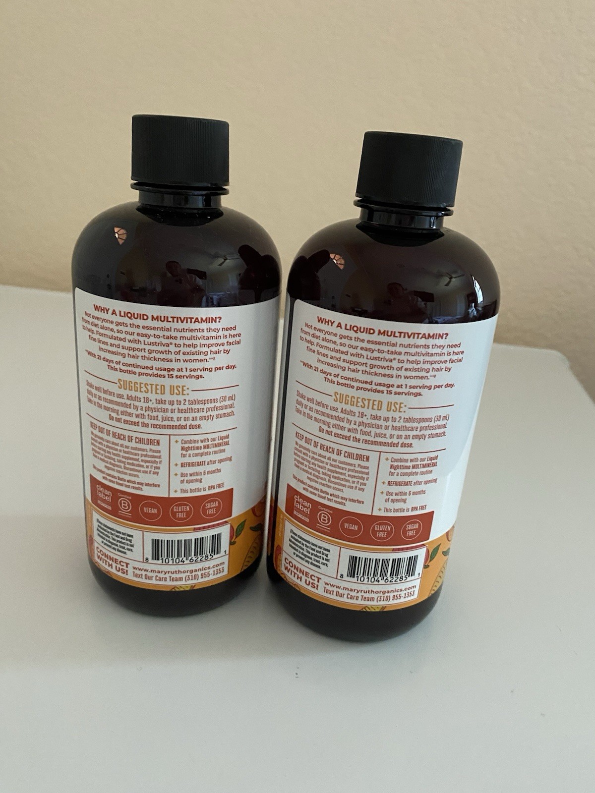 Hair Growth Multivitamin Mary Ruth’s Peach Mango 15.22 oz 2 Pack