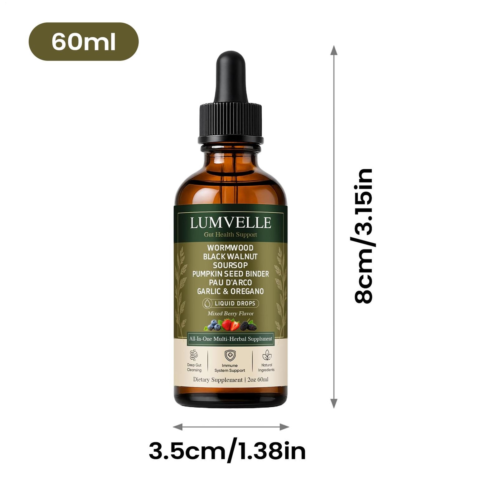 LUMVELLE Wild Harvested Wormwood Herbal Liquid Botanical Supplement Drops 60ml