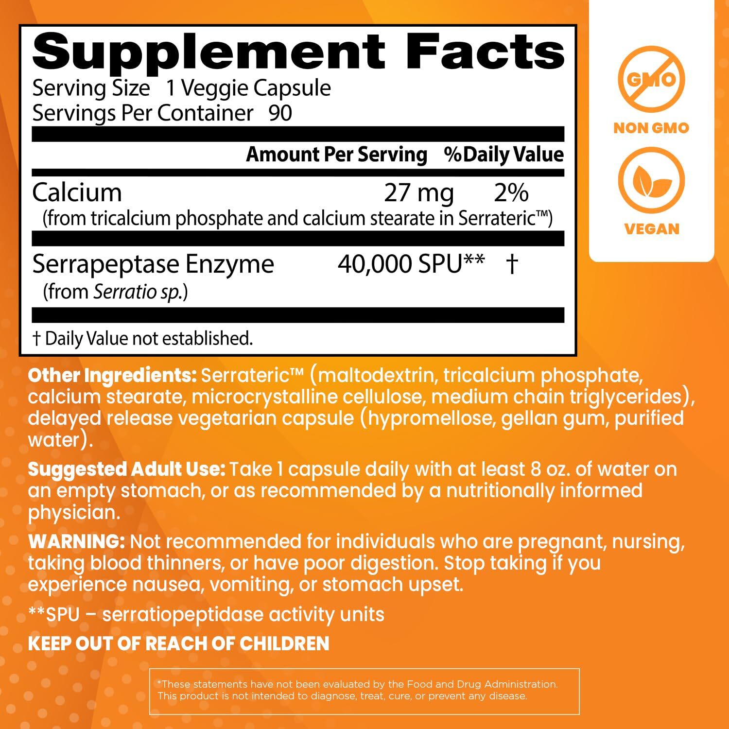 Doctor’s Best Serrapeptase 90 Veggie Caps Non GMO Vegan Respiratory Health